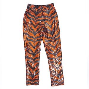 Vibrant Sequin Tiger Stripe Pants - M